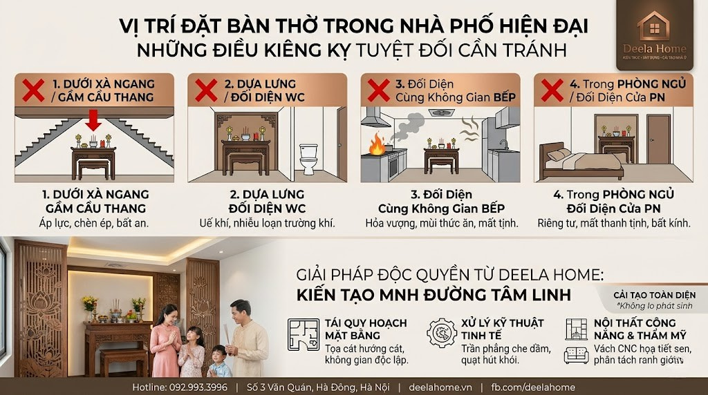 Vị Trí Đặt Bàn Thờ Trong Nhà Phố Hiện Đại: Những Điều Kiêng Kỵ Tuyệt Đối Cần Tránh