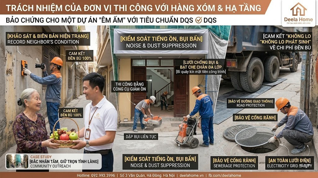 Trách Nhiệm Của Đơn Vị Thi Công Đối Với Hàng Xóm Và Hạ Tầng: Bảo Chứng Cho Một Dự Án "Êm Ấm"