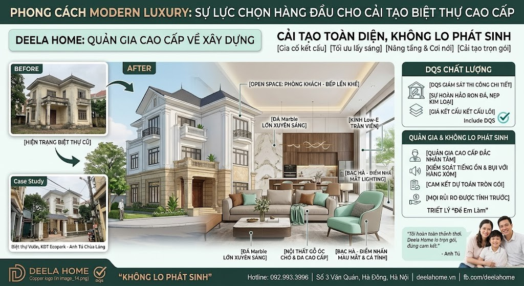 Phong Cách Modern Luxury: Sự Lựa Chọn Hàng Đầu Cho Cải Tạo Biệt Thự Cao Cấp