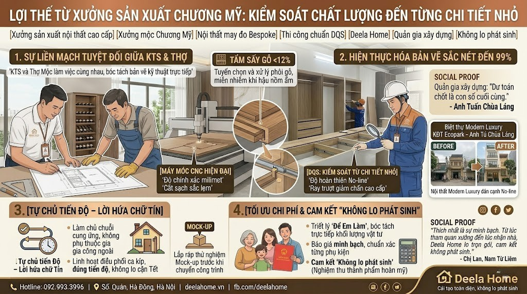 Lợi thế từ Xưởng sản xuất Chương Mỹ: Kiểm soát chất lượng đến từng chi tiết nhỏ.