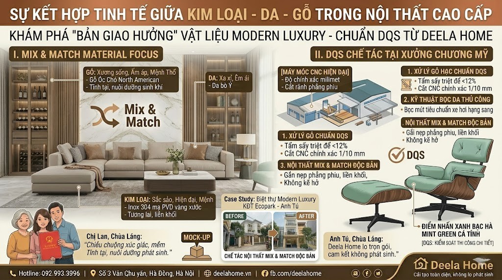 Sự Kết Hợp Tinh Tế Giữa Kim Loại - Da - Gỗ: "Bản Giao Hưởng" Vật Liệu Trong Nội Thất Cao Cấp