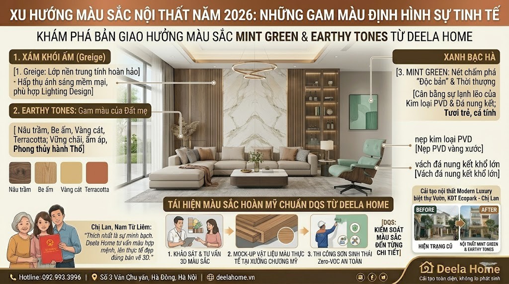 Xu Hướng Màu Sắc Nội Thất 2026: Những Gam Màu Định Hình Sự Tinh Tế Của Giới Tinh Hoa