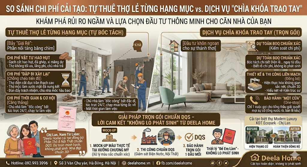 So Sánh Chi Phí Cải Tạo: Tự Thuê Thợ Lẻ Hay Dịch Vụ "Chìa Khóa Trao Tay"?