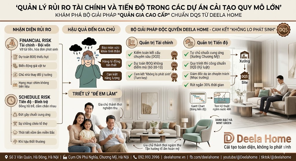 Quản lý rủi ro tài chính và tiến độ trong các dự án cải tạo quy mô lớn.